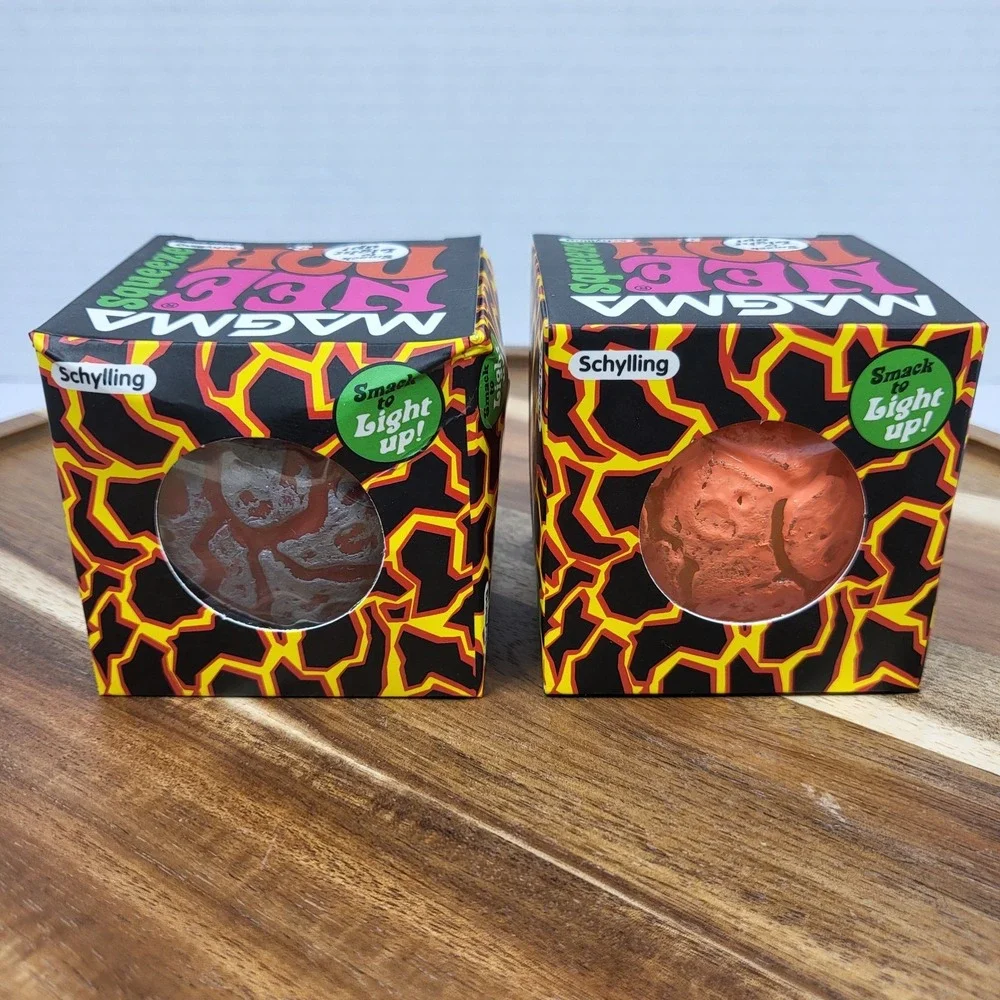 SET OF 2 NeeDoh MAGMA Squeeze Orange Charcoal Squeeze Toy RARE Viral Nee Doh